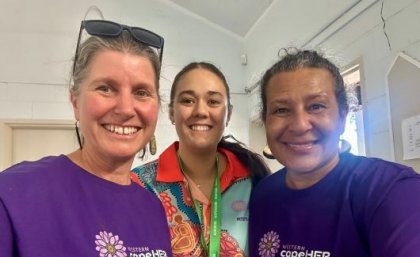 Organising team Associate Professor Nina Lansbury, Olivia Milsom and Adjunct Lecturer Minnie King. Image: The University of Queensland. Organisers of the Western CapeHER Women's Health Forum